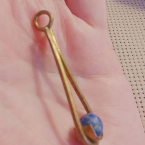 Vintage pendant with lapis lazuli and geometric design, like new