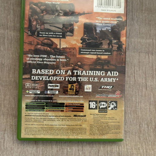 Full Spectrum Warrior Xbox Original game, English