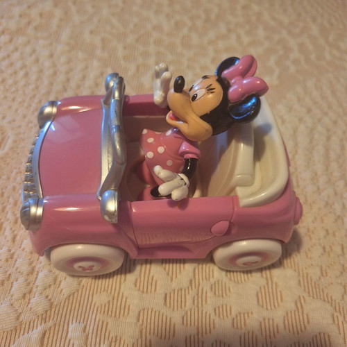 Minnie miniature figure with car used, movable parts, 8cm