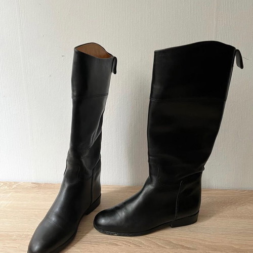 Leather knee-high boots used, size 38.5, black