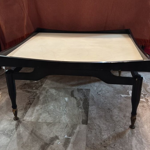 Antique black and white lacquered coffee table