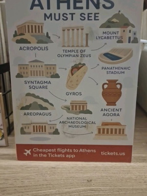 Wooden decorative sign Athens Must See like new