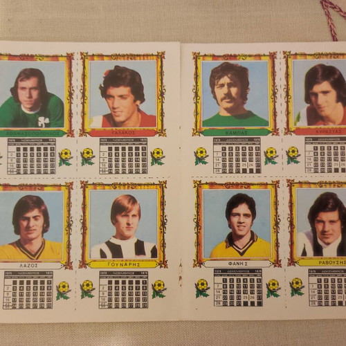 Blek Cartella 1975 like new, football calendar stickers