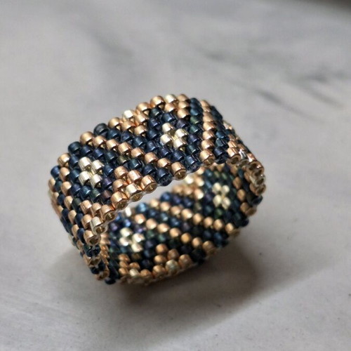 Ring with Premium Miyuki Glass Beads from Japan, New