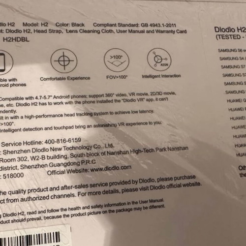 DLODLO Glass H2 VR headset sealed, black