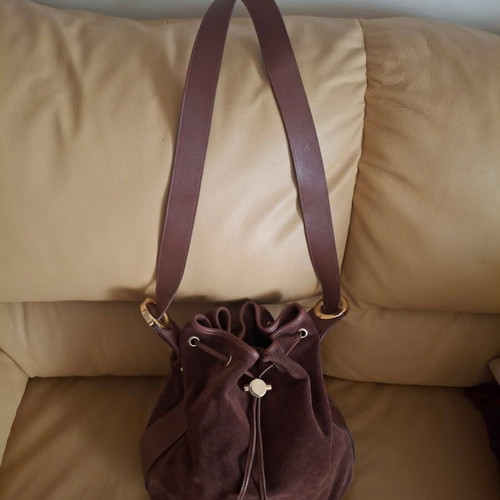Bally shoulder bag 28x30 cm brown suede leather