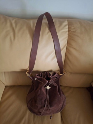 Bally shoulder bag 28x30 cm brown suede leather