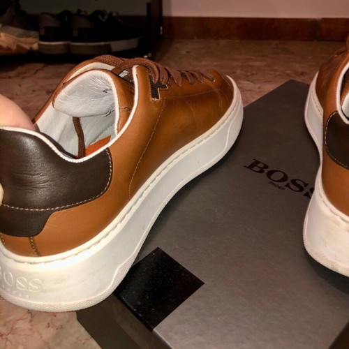 BOSS Men's Leather Sneakers like new, brown, size 41