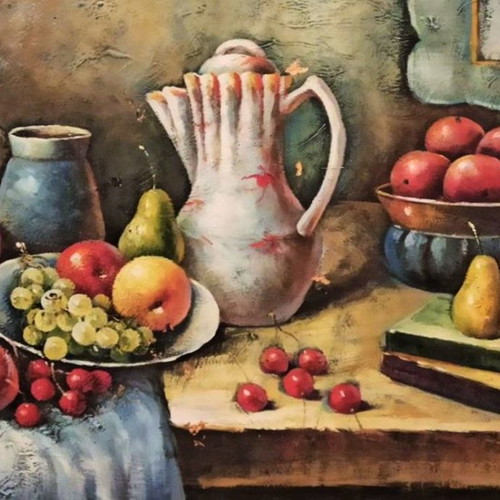 Signed painting Fruits with jug on canvas like new
