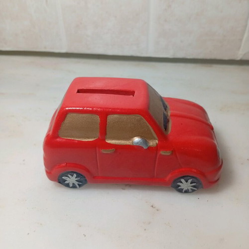 Mini car piggy bank like new, classic Mini Cooper design