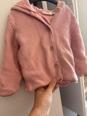 Pink jacket with hood size 86/92 with thick knit like new