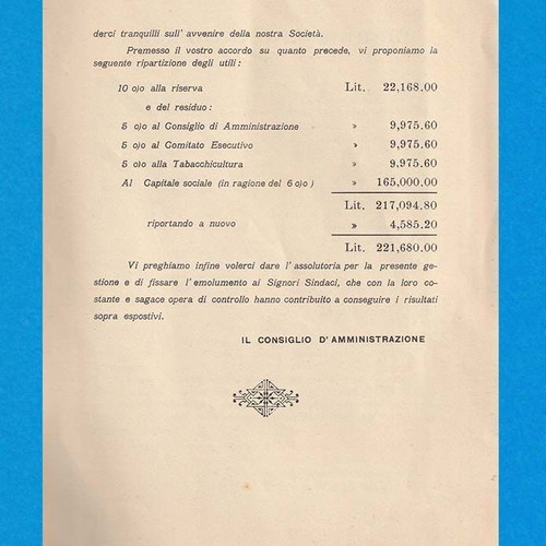 Balance Book of Tobacco Industry T.E.M.I used, 5th Financial Year, Rhodes