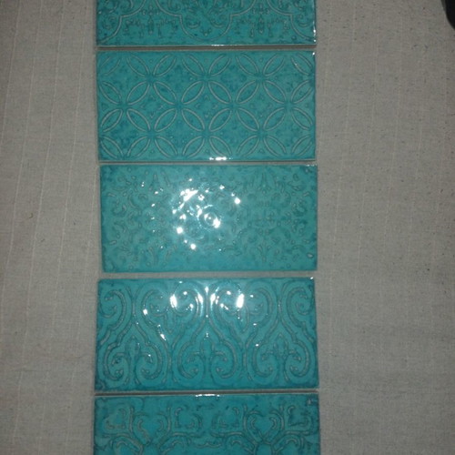 Spanish vintage wall tiles, box of 26 pieces, turquoise