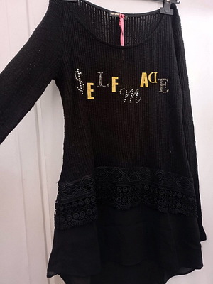 Be You Long-Sleeve Asymmetric Blouse New, Black, Size S/M