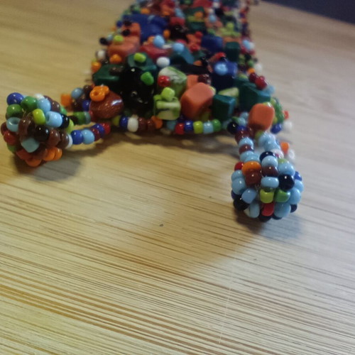 Wide bracelet with multicolored beads