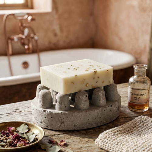 Handmade Concrete Soap Dish Minimalist Bathroom Decor
