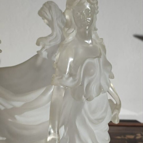 Italian Art Nouveau Deco Crystalline Triptych Three Dancing Ladies by Crosa Italy like new