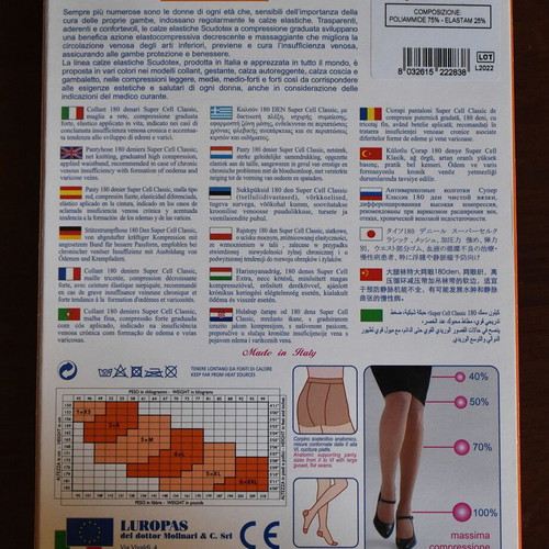 Scudotex Tights 180 Den Compression 23-26 mmHg Beige New