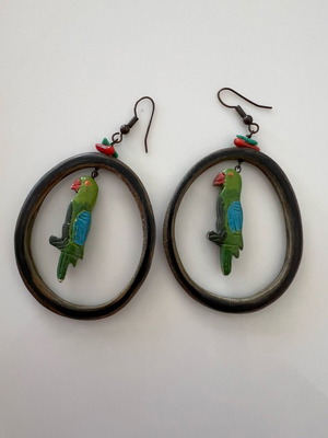 Wooden dangle earrings colorful like new
