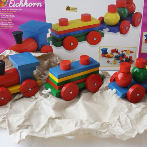 Eichhorn wooden train 52cm with wagons and removable parts new