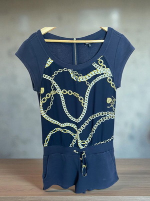 Ολόσωμη φόρμα σορτς Juicy Couture μεταχειρισμένη, μπλε με χρυσό μοτίβο