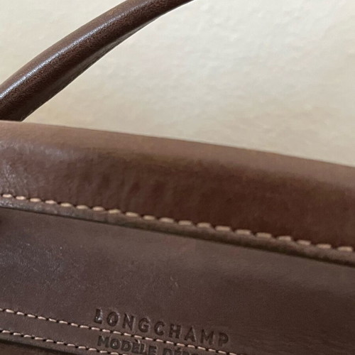 Longchamp Pliage leather travel bag size L like new, brown