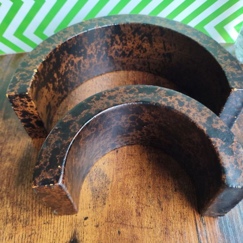 Wooden candle holder used for tealights, set of two bases
