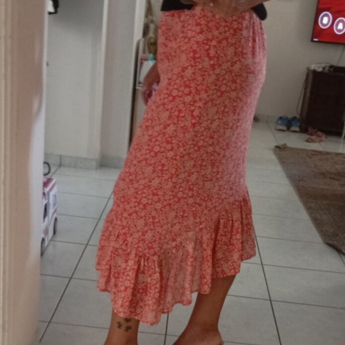 Six Ames asymmetric skirt, new, size S/M, coral white