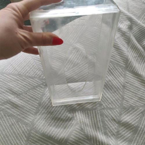 Plastic tissue box used, slightly cracked