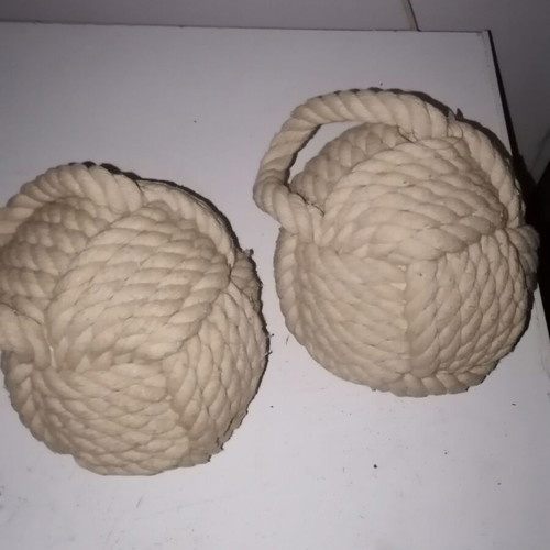 Two design balls new made of ship rope