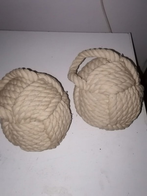 Two design balls new made of ship rope