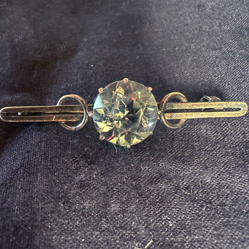 Vintage Soviet brooch used silver 875 with mountain crystal