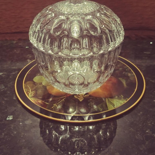 Cristal Soga Japan 80' fondant dish with lid new