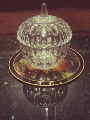 Cristal Soga Japan 80' fondant dish with lid new