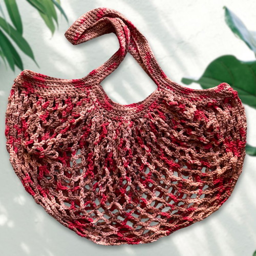 Raspberry Handmade Mesh Market Bag