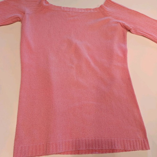 Crochet pink spring cotton sweater, small/medium