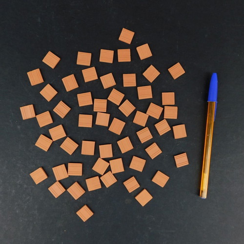 Miniature ceramic tiles for dollhouse, set of 56 pieces