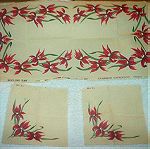  Κόκκινοι κρίνοι τυπωμένο καμβάς για κέντημα με 2 πετσετάκια (98x45 cm)