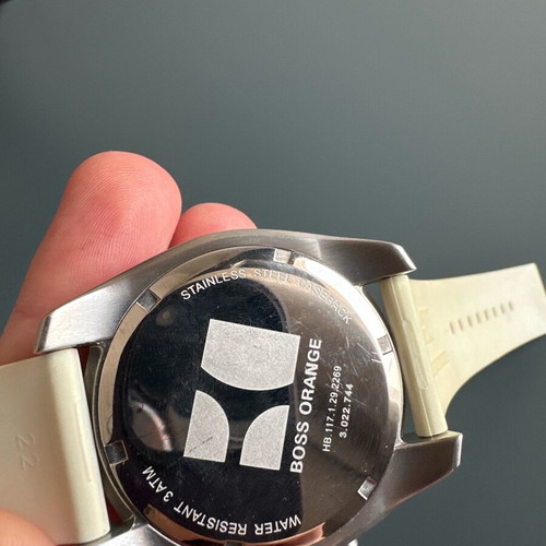 Boss Orange watch used with white silicone strap, battery needed