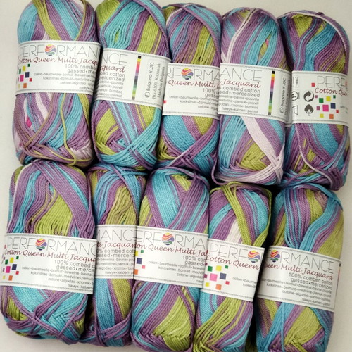 Cotton Queen Multicolor mercerized cotton yarn set, 10 pieces