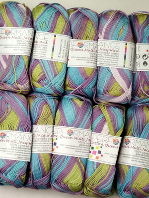 Cotton Queen Multicolor mercerized cotton yarn set, 10 pieces