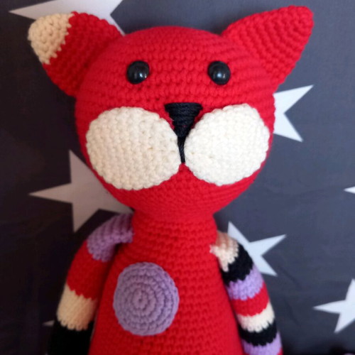 Handmade cat doll new, crocheted from cotton yarn
