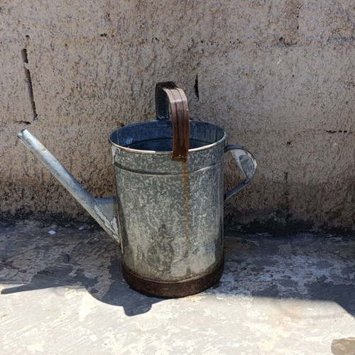 Vintage Galvanized Watering Can used, rustic metal