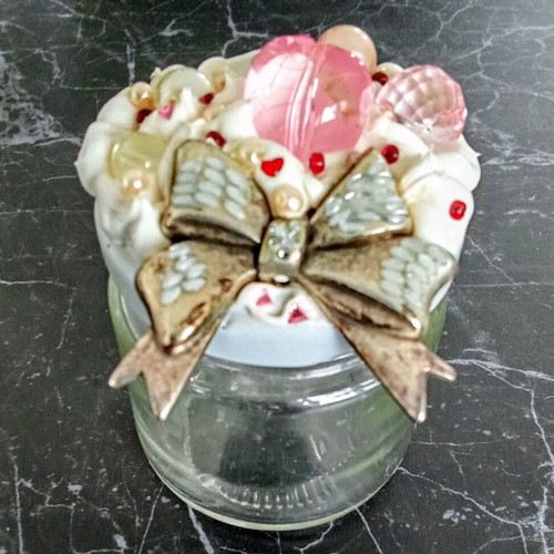 Handmade jar used with beads and strass for jewelry