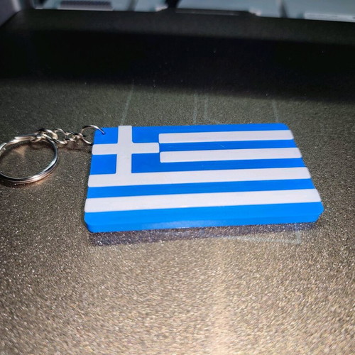 Greek Flag 3D Printed Keychain New
