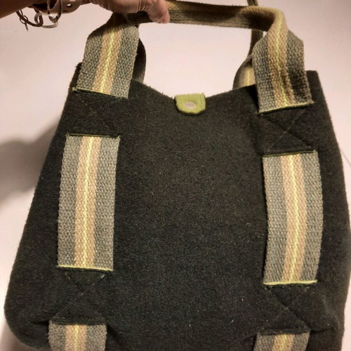 Haralas felt bag like new, dark olive with khaki straps
