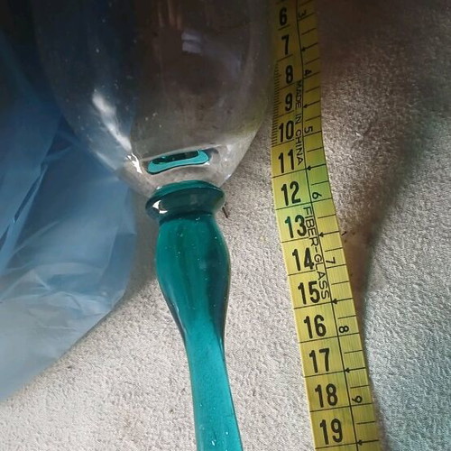 Glasses with green stem new, set of 6 pieces