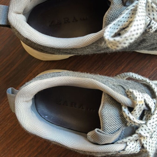 Zara gray fleece athletic shoes size 37 like new with laces