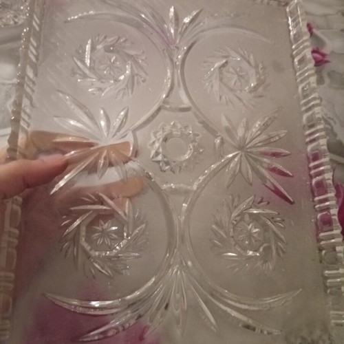 Luxury carved crystal serving tray, 32cm by 24cm, new