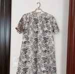 Dress with tropical print, size L, black and beige